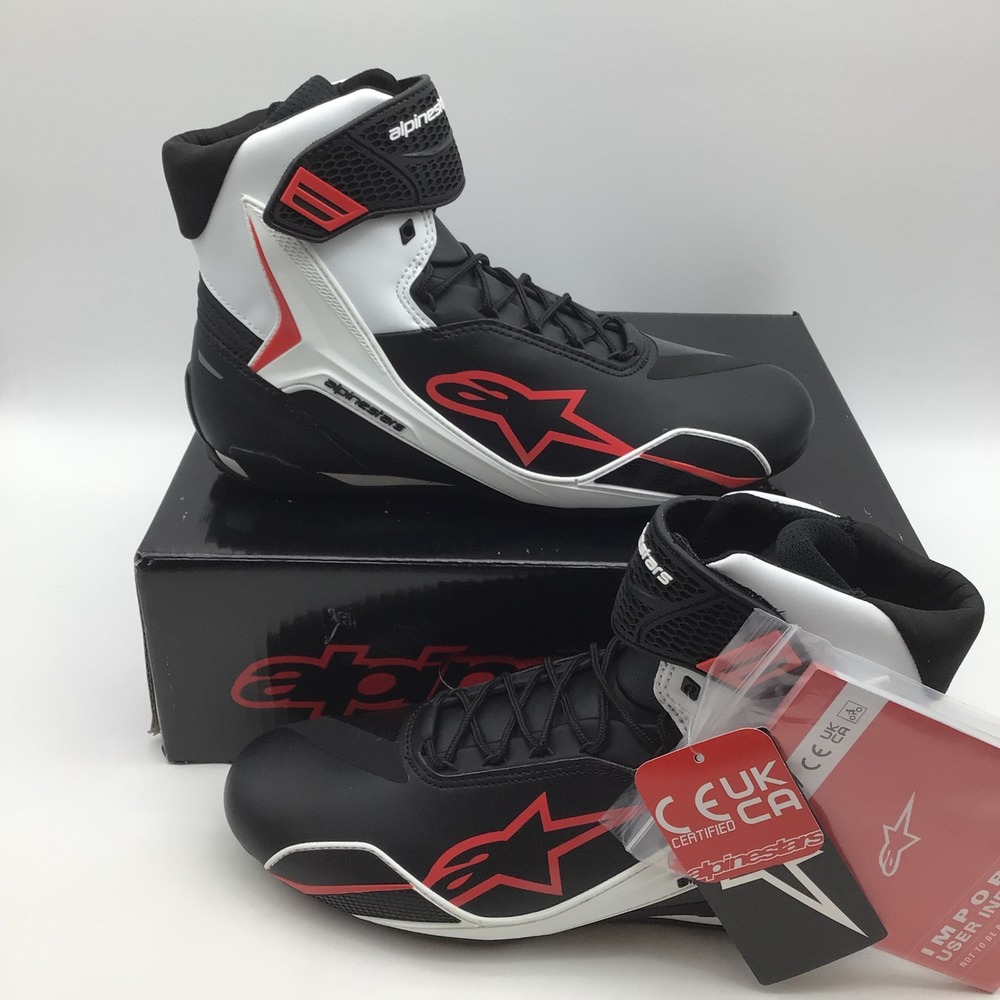 Alpinestars Faster-4 Mens Motorcycle Riding Shoes Black White Red Size 11.5 NEW